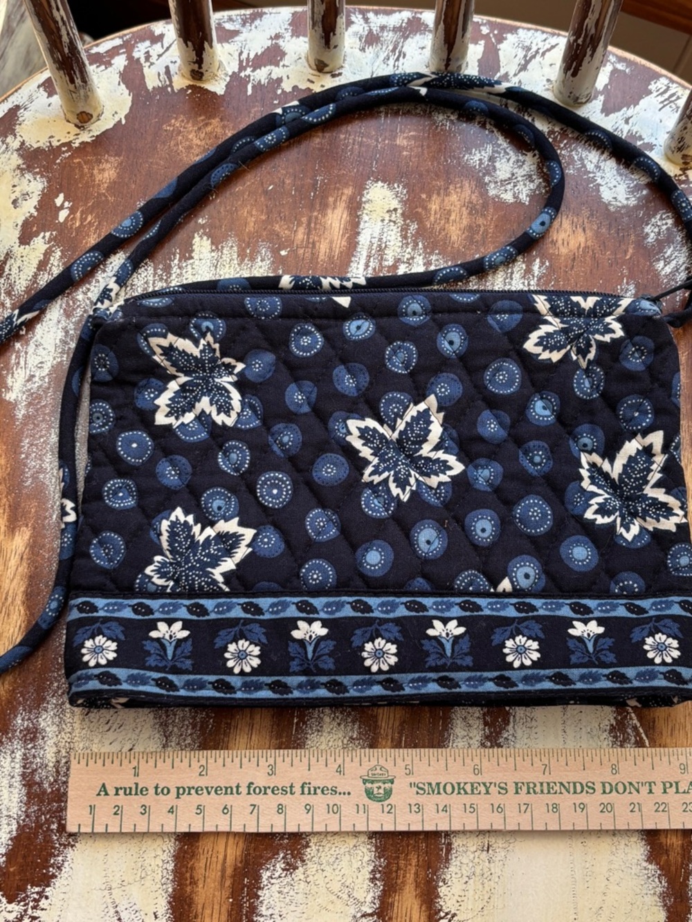 Vintage Vera Bradley Navy and White  Print Crossbody Purse.  EUC